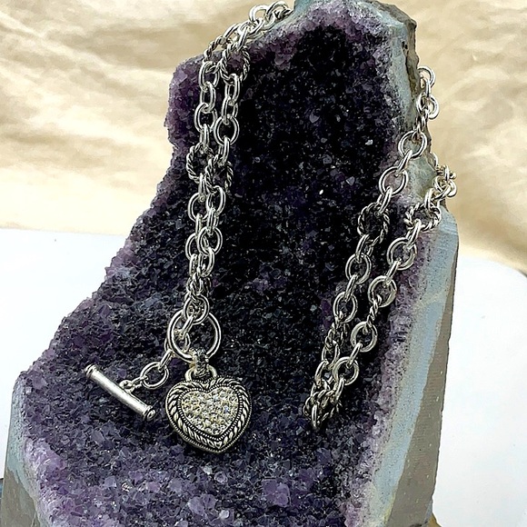20” Silver Necklace With Heart Pendant W/Inspirational Message On Back Of Heart - Picture 1 of 6